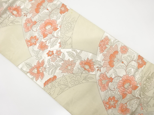 アンティーク　花更紗模様織り出し袋帯(材料)